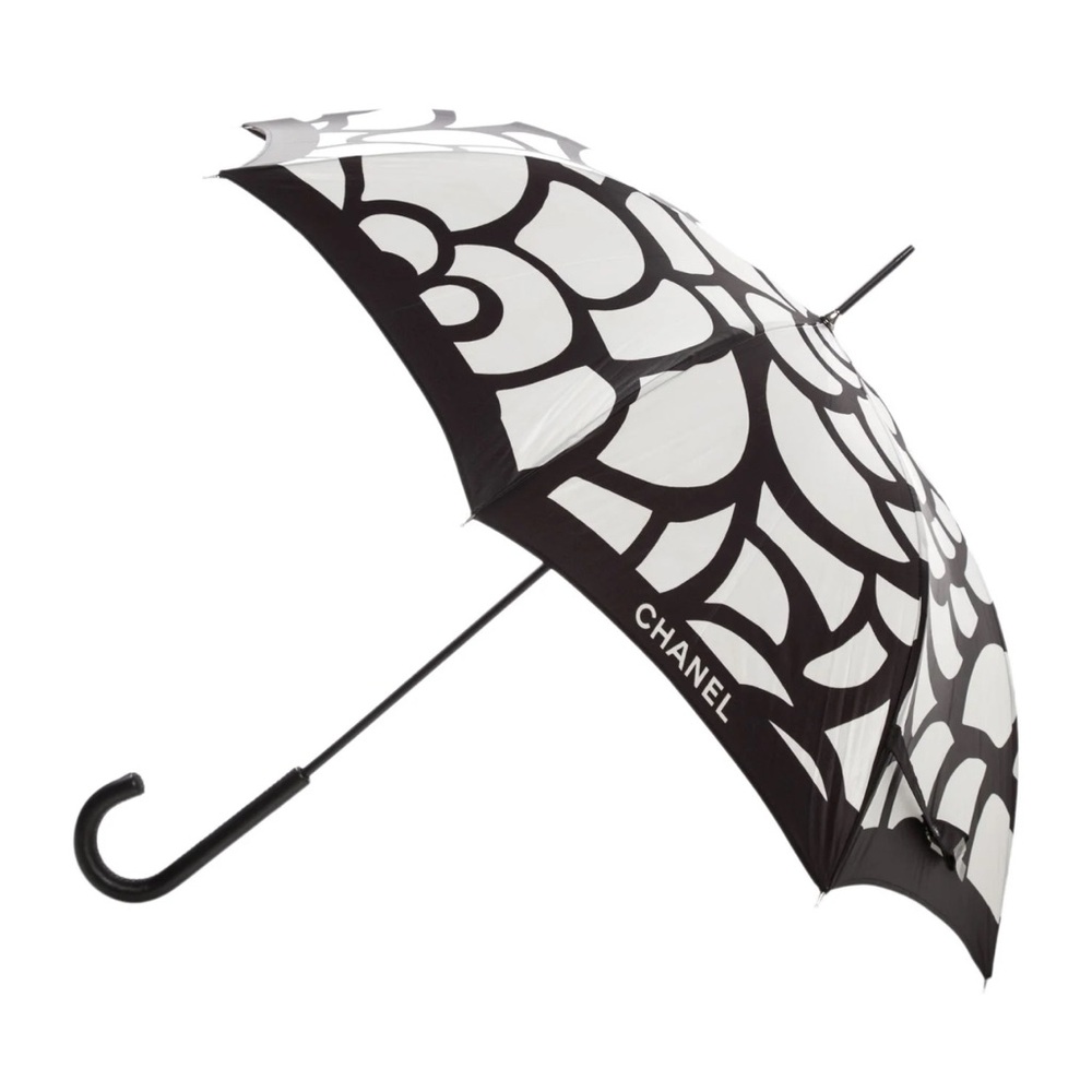 CHANEL CAMELLIA FOLDING UMBRELLA MONOCHROME FLORAL UMBRELLA, WITH COA. RARE ITEM - Picture 10 of 16